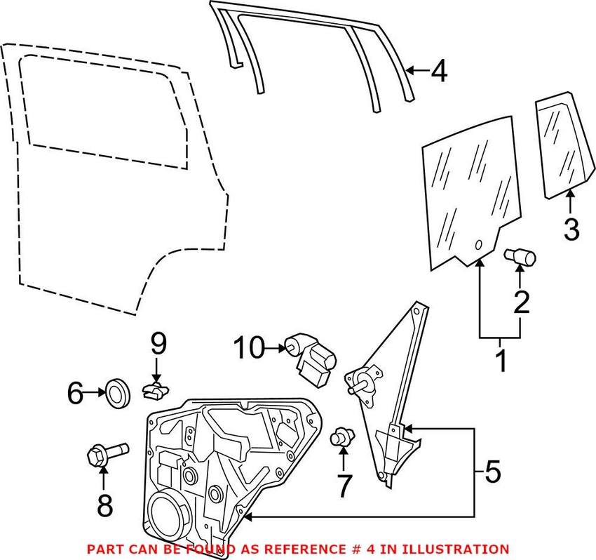 VW Window Channel - Rear Driver Side 5N0839431F5AP